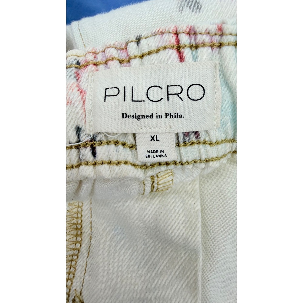 Pilcro Scenic Print Wide Leg Pull On High Rise Denim Pant Womens XL Cream Blue - Picture 11 of 13